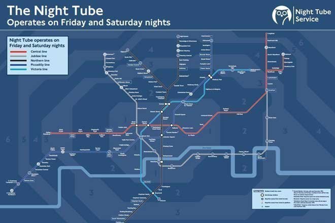 This is what London's night Tube map looks like