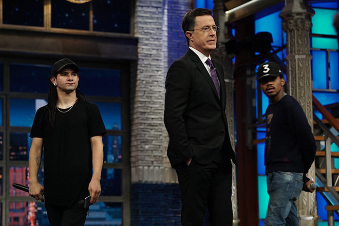 Skrillex and Chance the Rapper remixed Colbert's Late Show monologue