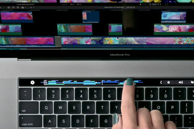 The Macbook Touch Bar turns into a piano and drum set with Logic Pro X update