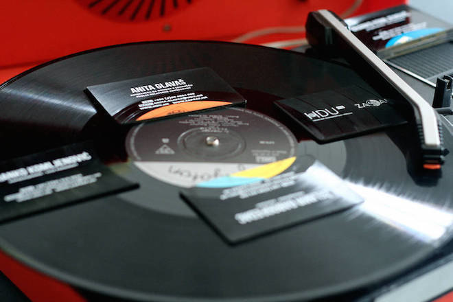 These phonographic business cards play on vinyl