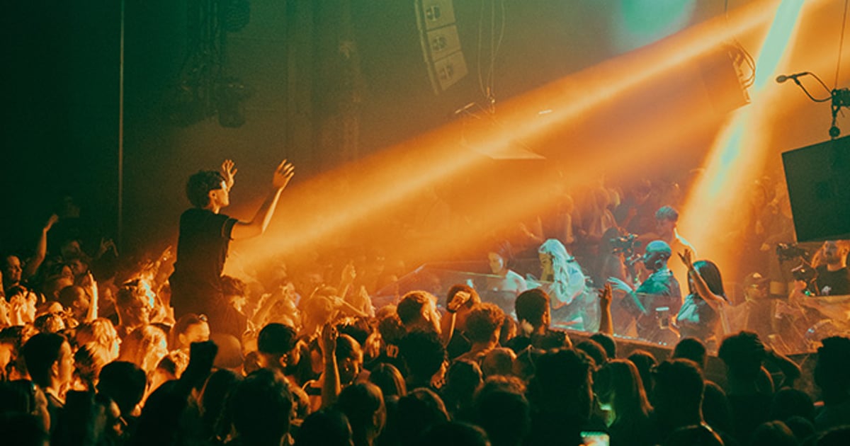 Crowd and production inside The Warehouse Project in Manchester