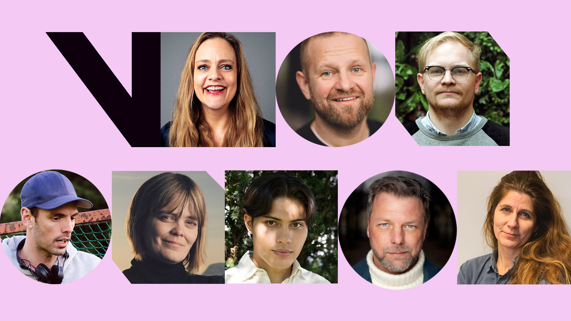 Foto: Portretter sammensatt i en collage på rosa bakgrunn av Henriette Steenstrup, Esben Selvig, Jan Trygve Røyneland, Knut Næsheim, Silje Burgin-Borch, Vegard Bjørsmo, Atle Knudsen og Karianne Lund