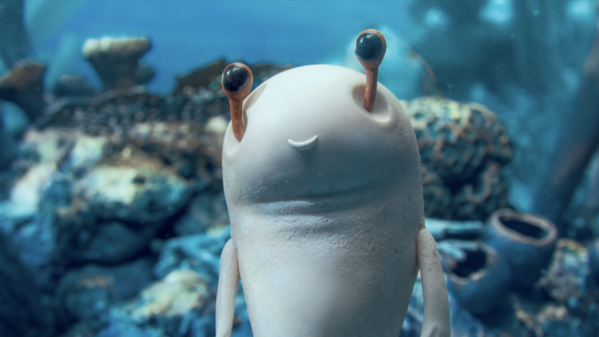 Photo. Little white create with pointy eyes