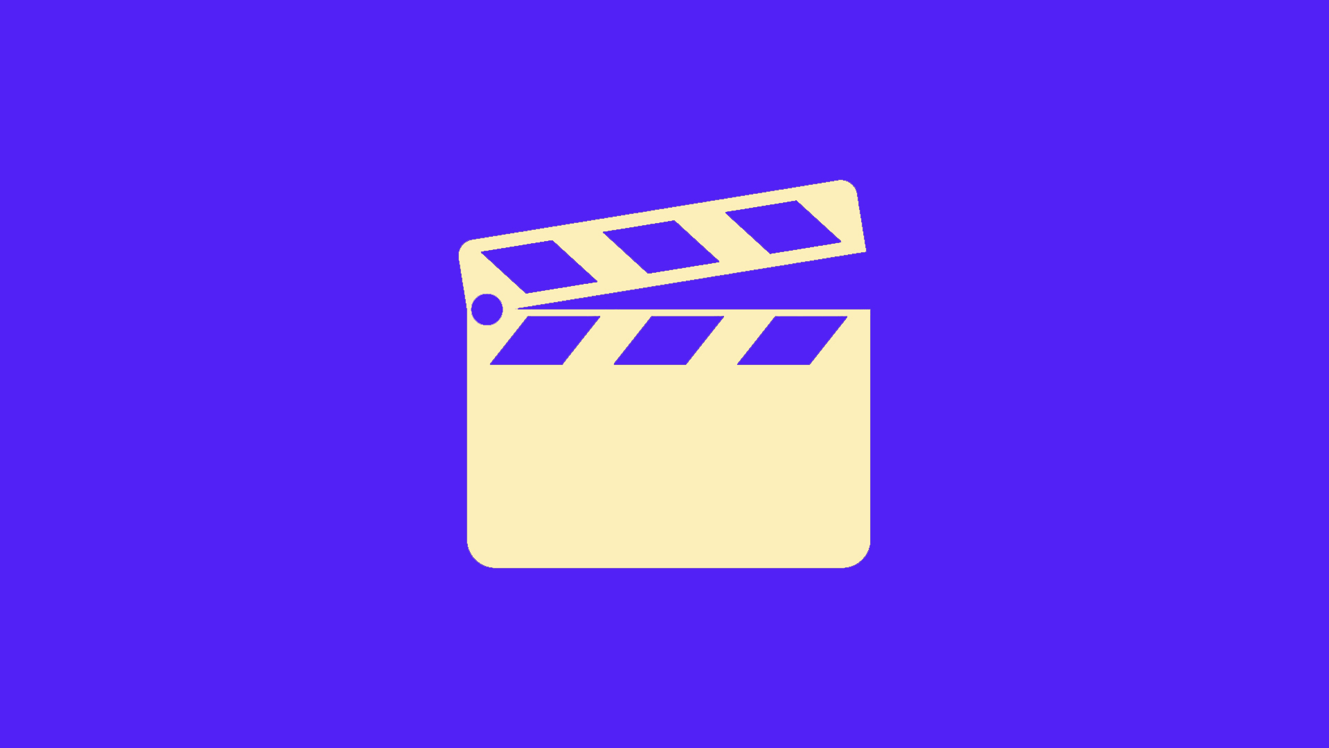 Illustrasjon. Gul filmklapper på blå bakgrunn