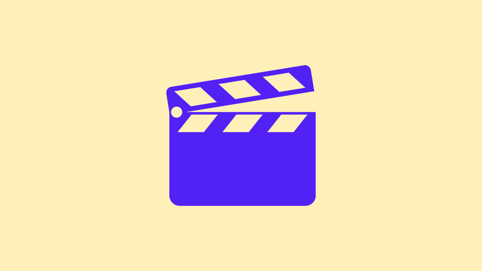 Illustrasjon. Blå filmklapper på gul bakgrunn
