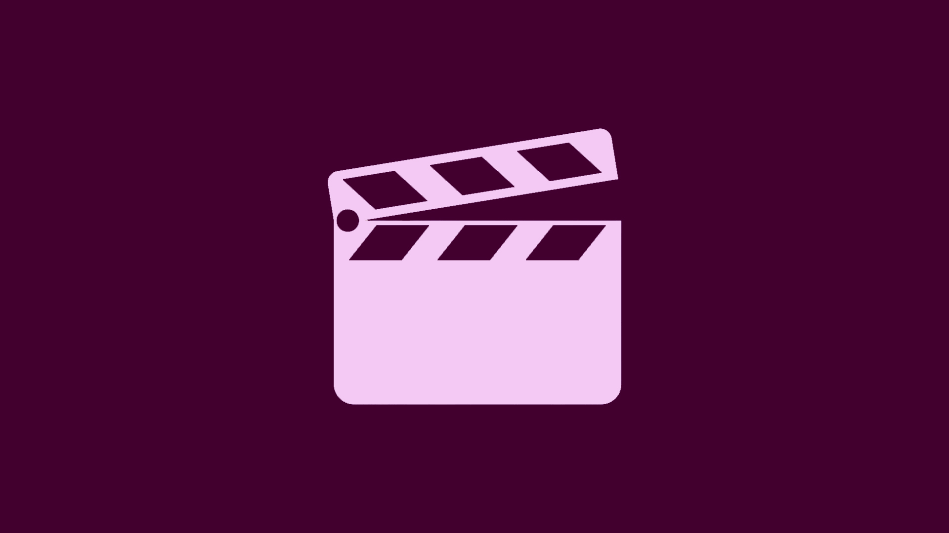 Illustrasjon. Rosa filmklapper på plommefarget bakgrunn