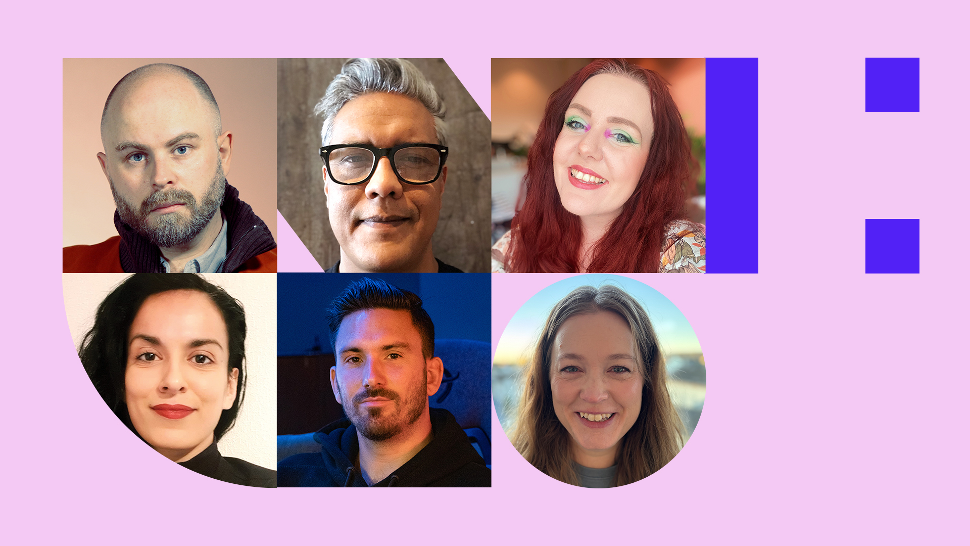Headshots av de seks personene som sitter i referansegruppen: fv. Martin Bergesen, Ismet Bachtiar, Elisabeth Sivertsen, Nito Rihal, Erlend Tønnesen og Maria Guribye.