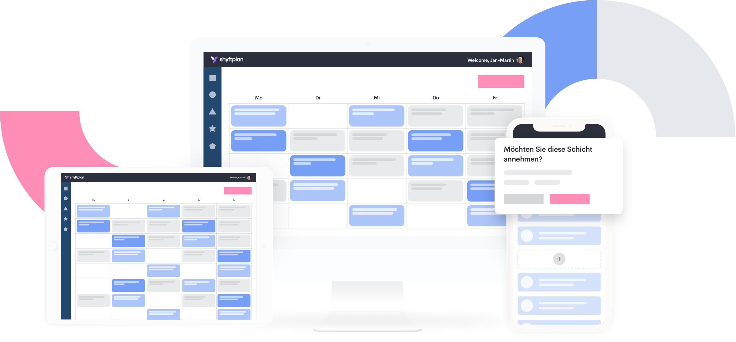 Übersicht des Schichtplans auf Mobilgeräten