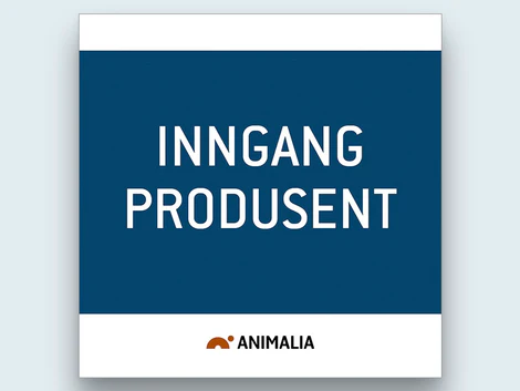 bilde av blått dørskilt med tekst "Inngang produsent".