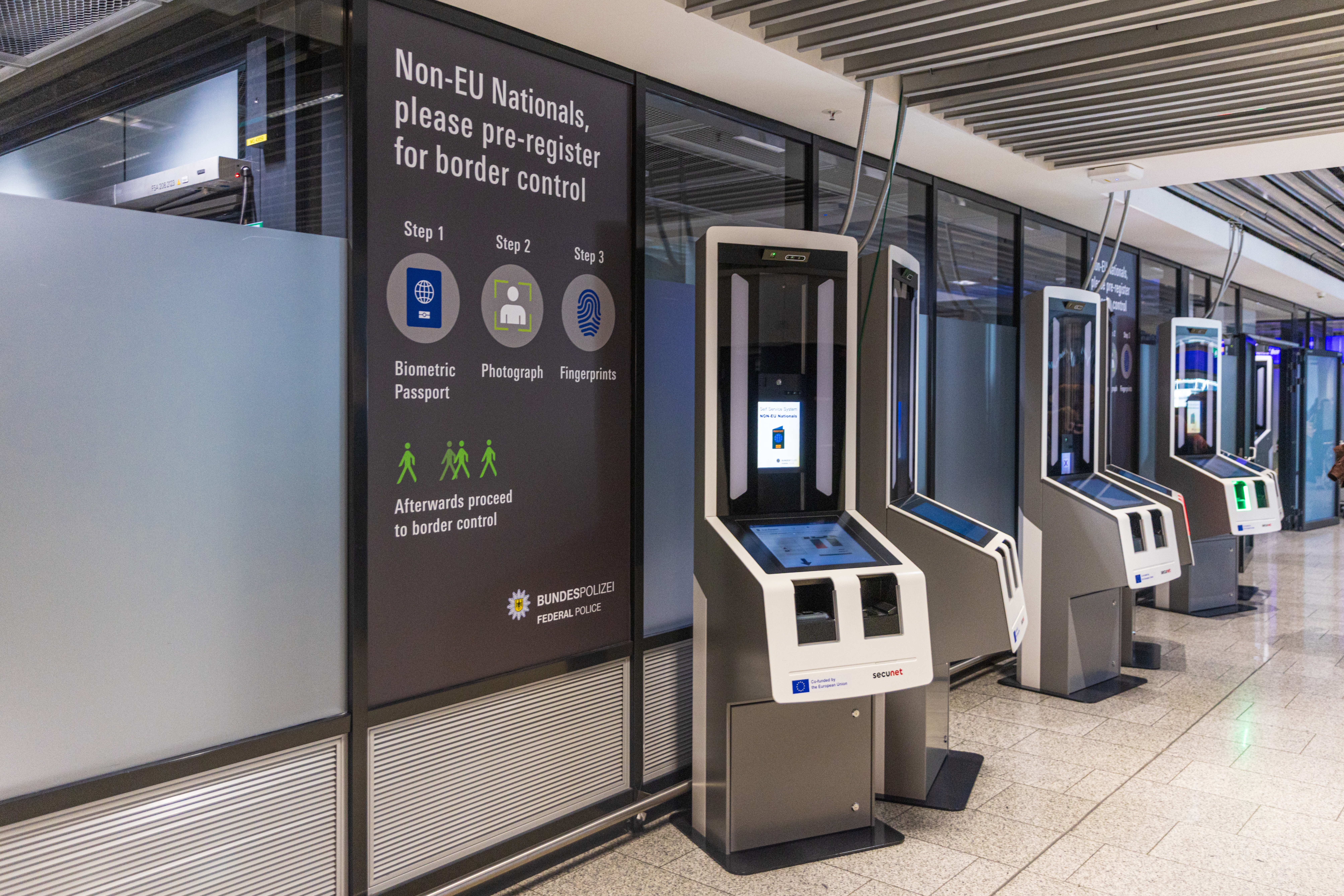 Entry/Exit System (EES) kiosks at Frankfurt Airport in Germany