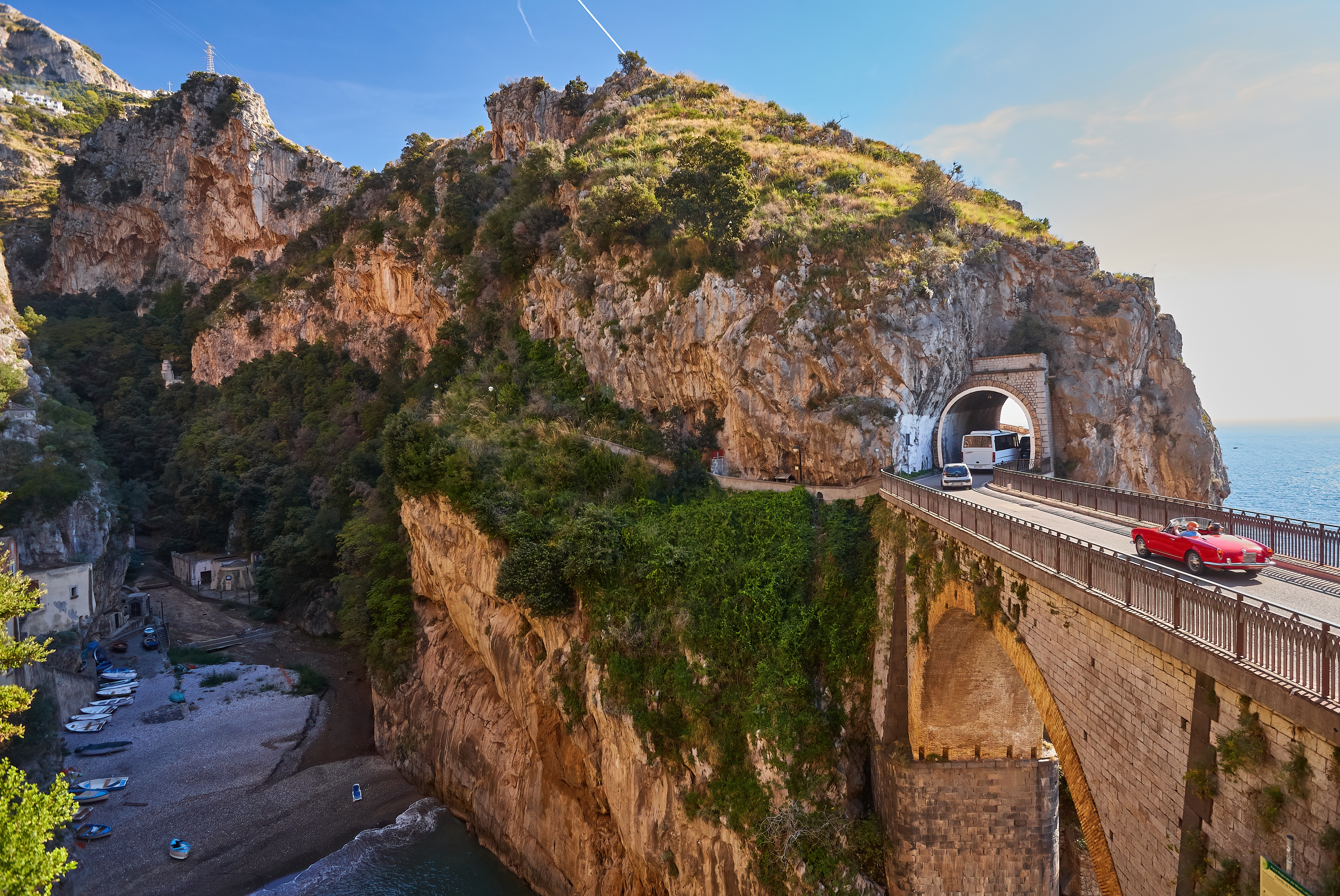 Furore Fjord bridge on the Amalfi Coast in Italy
