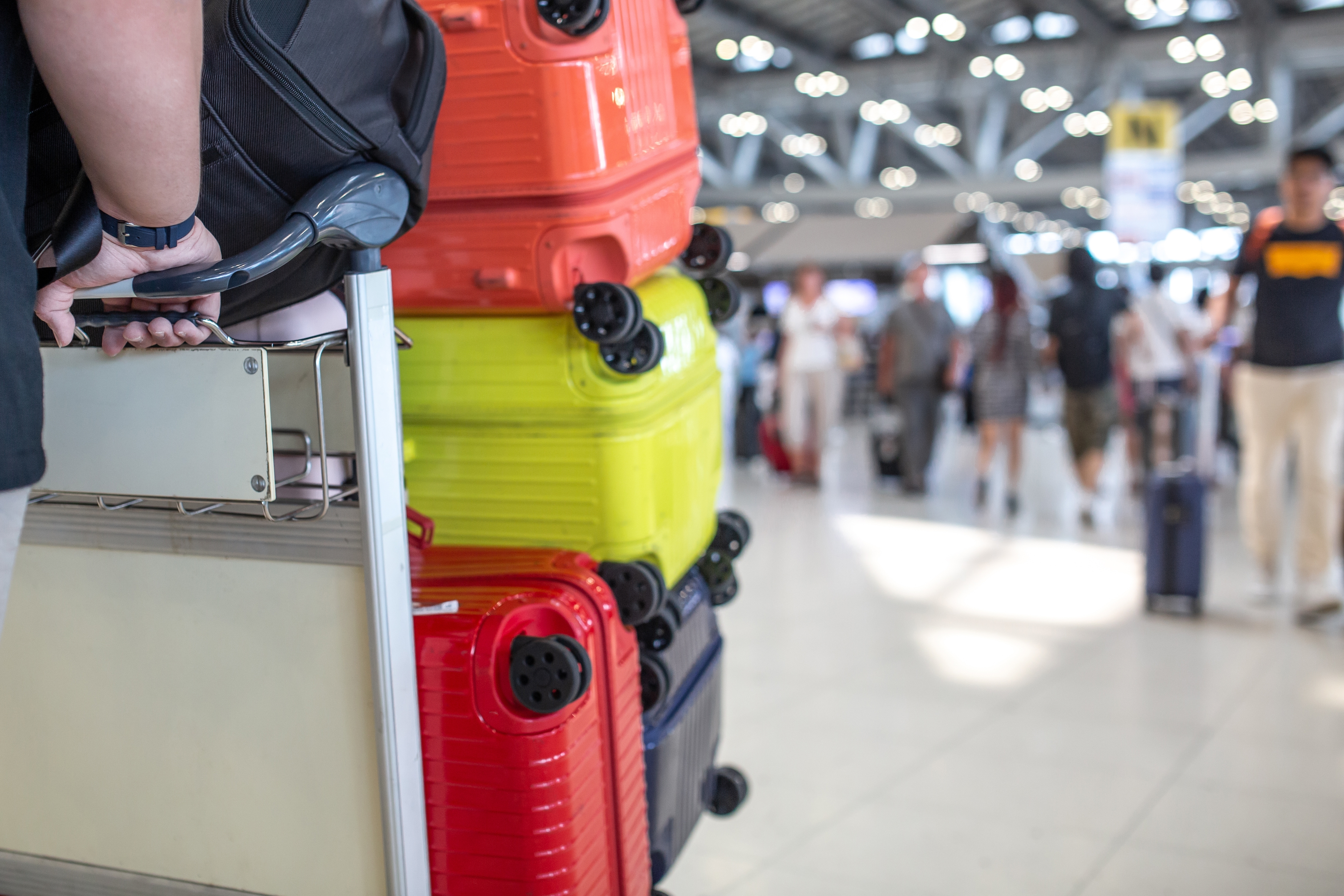 Luggage on a cart at the airport