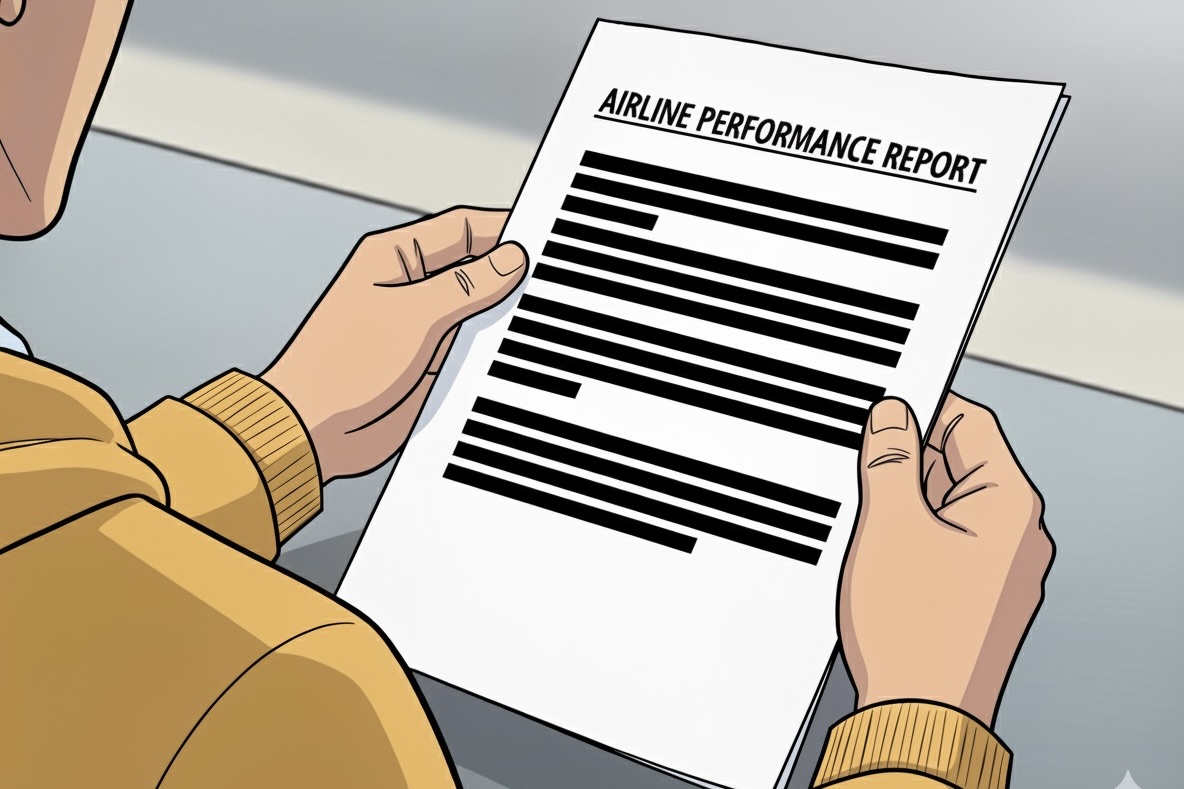 redacted airline performance report (illustration)