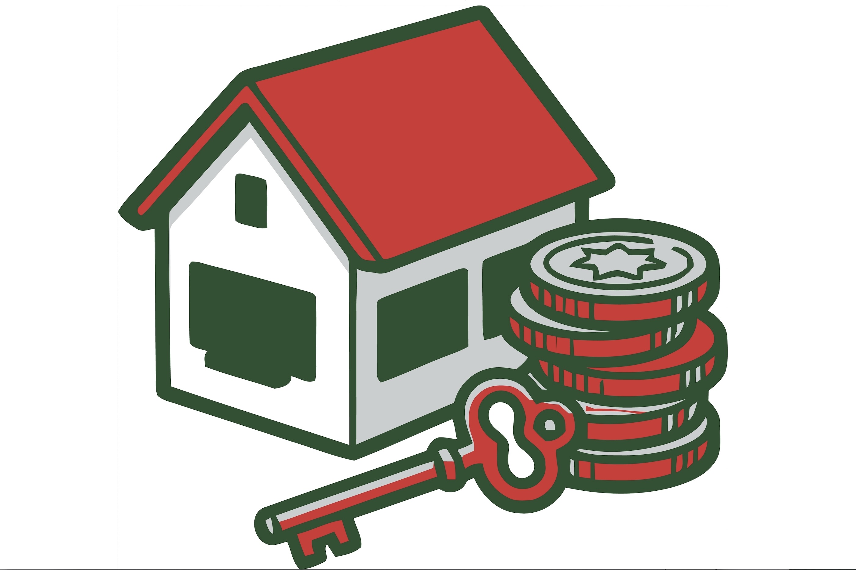 Coin key and house illustration