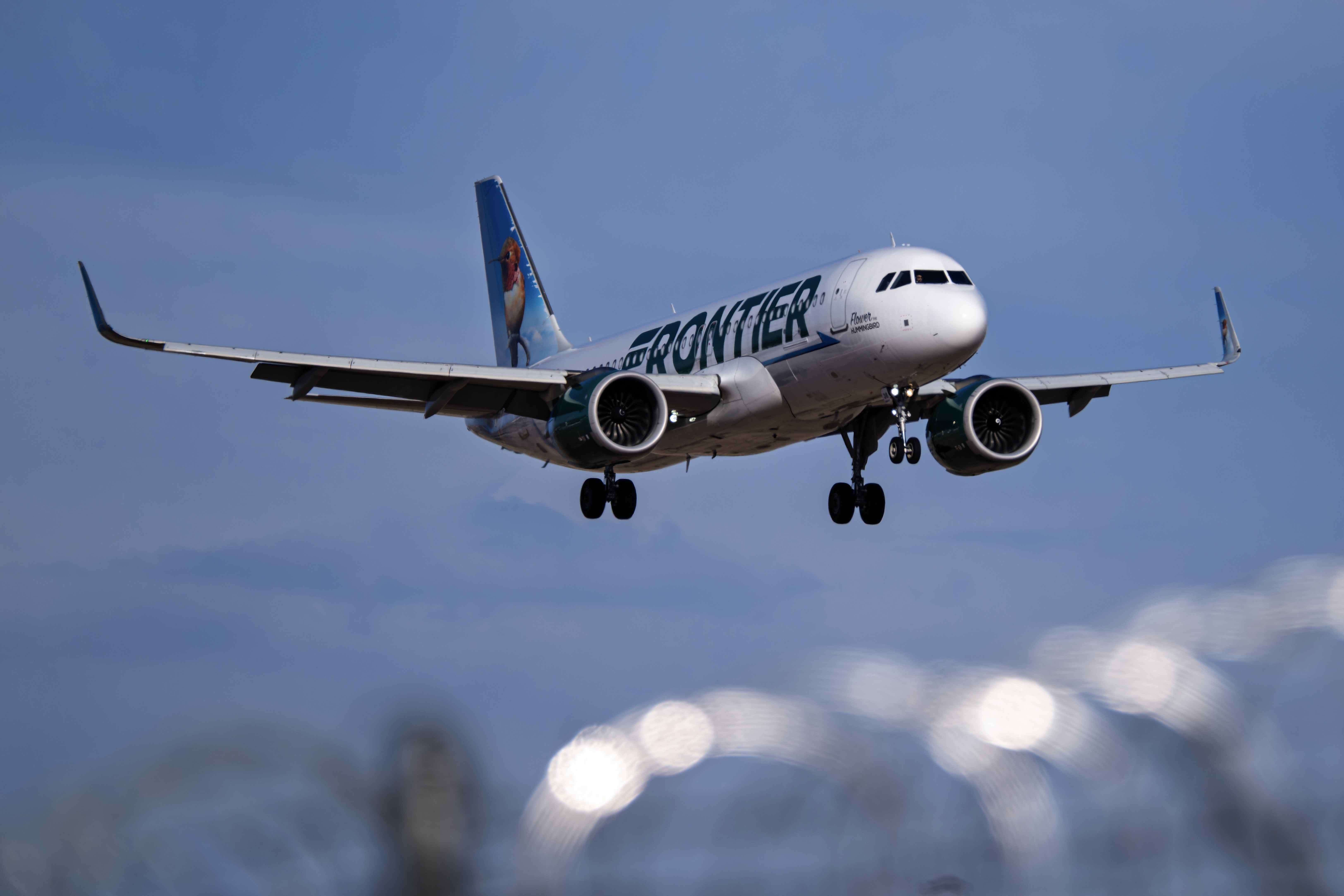 Frontier Airlines comes in for landing