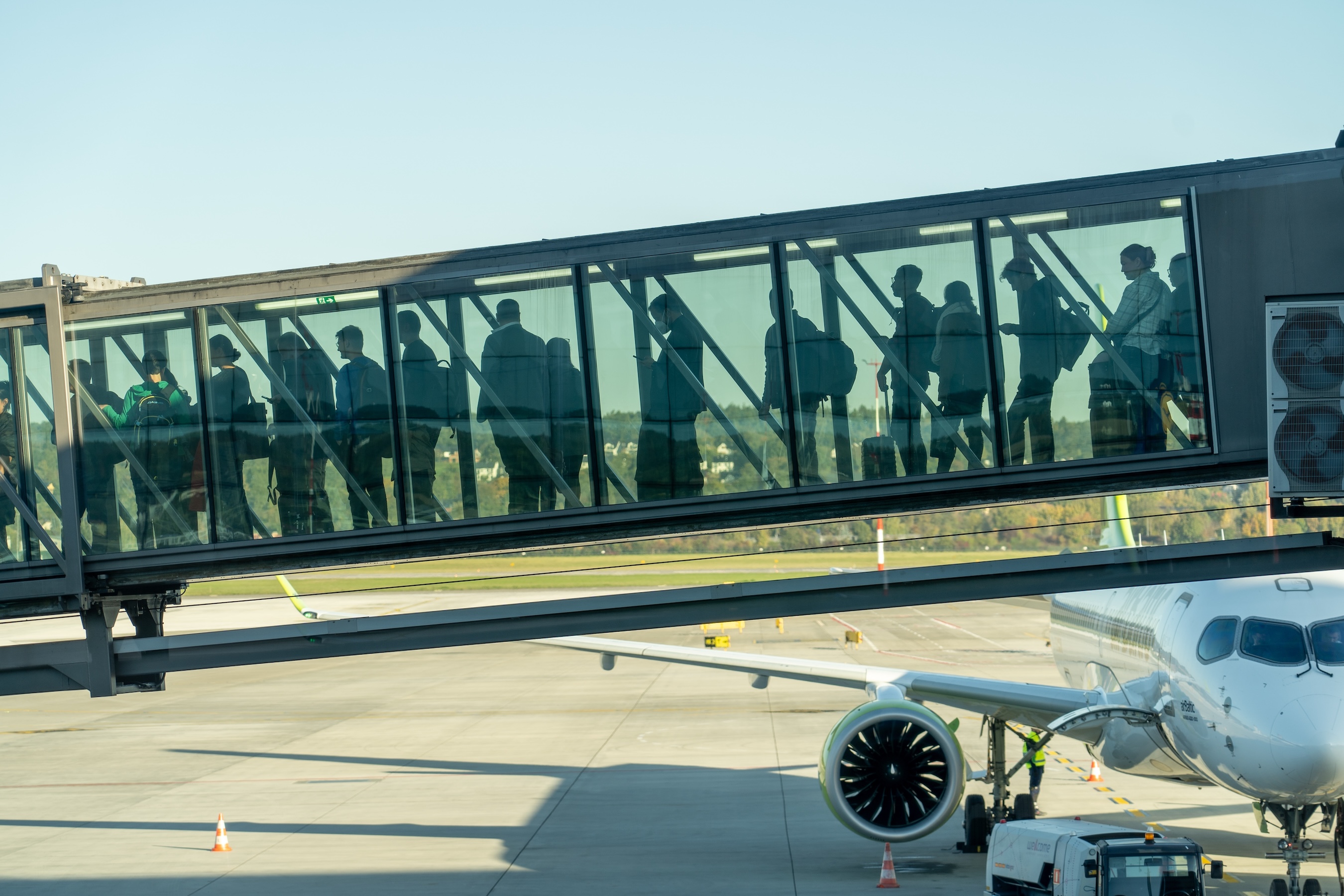 boarding at Kraków Airport, Poland, 2024