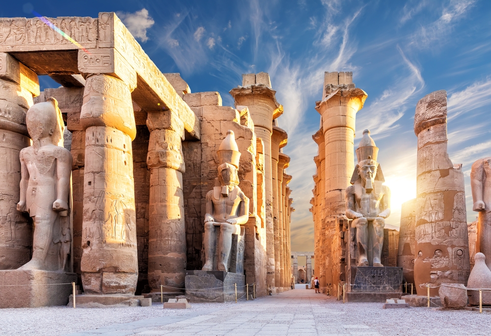 Luxor temple main entrance first pylon, Egypt