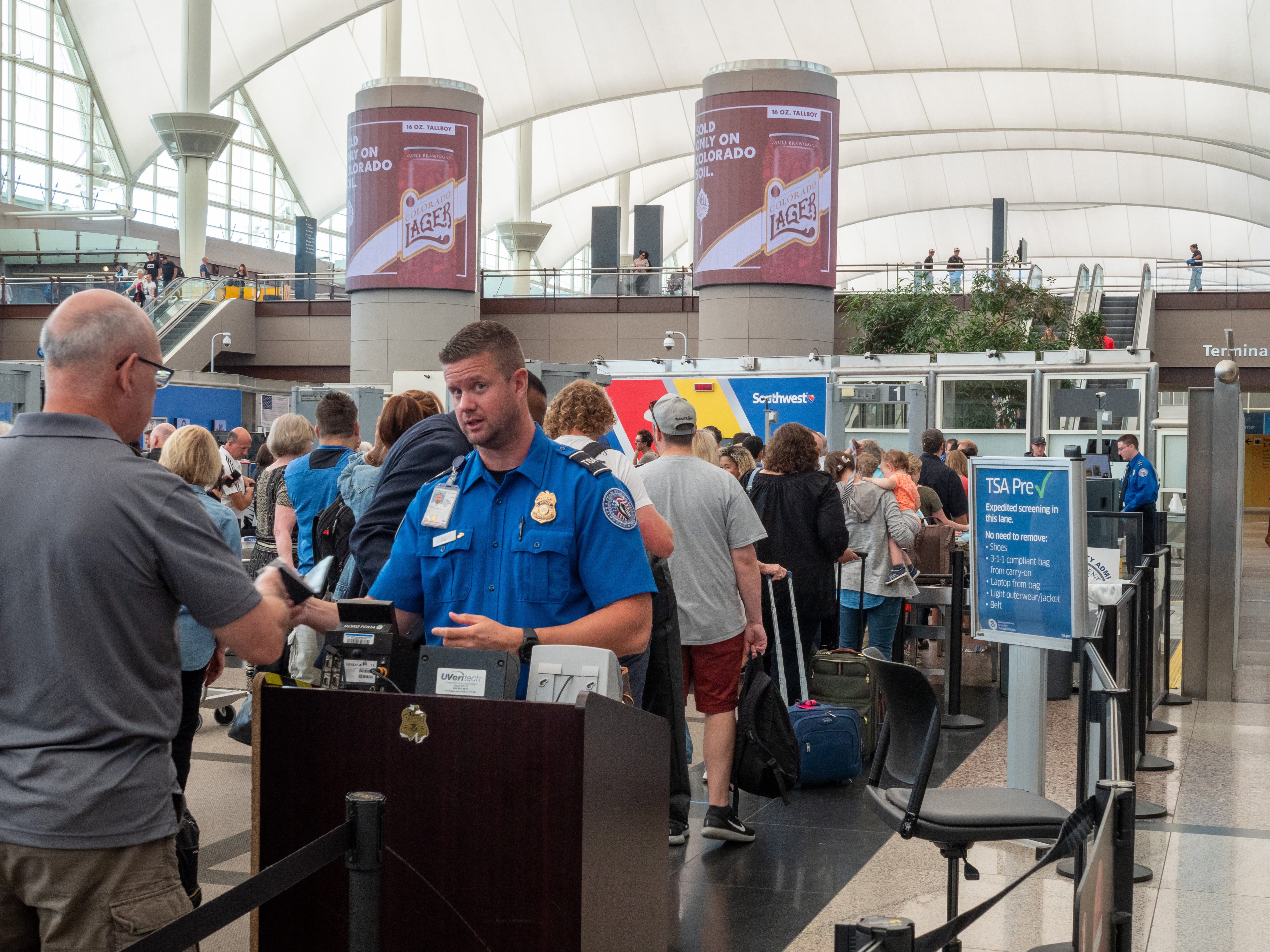 TSA line at Denver International Airport