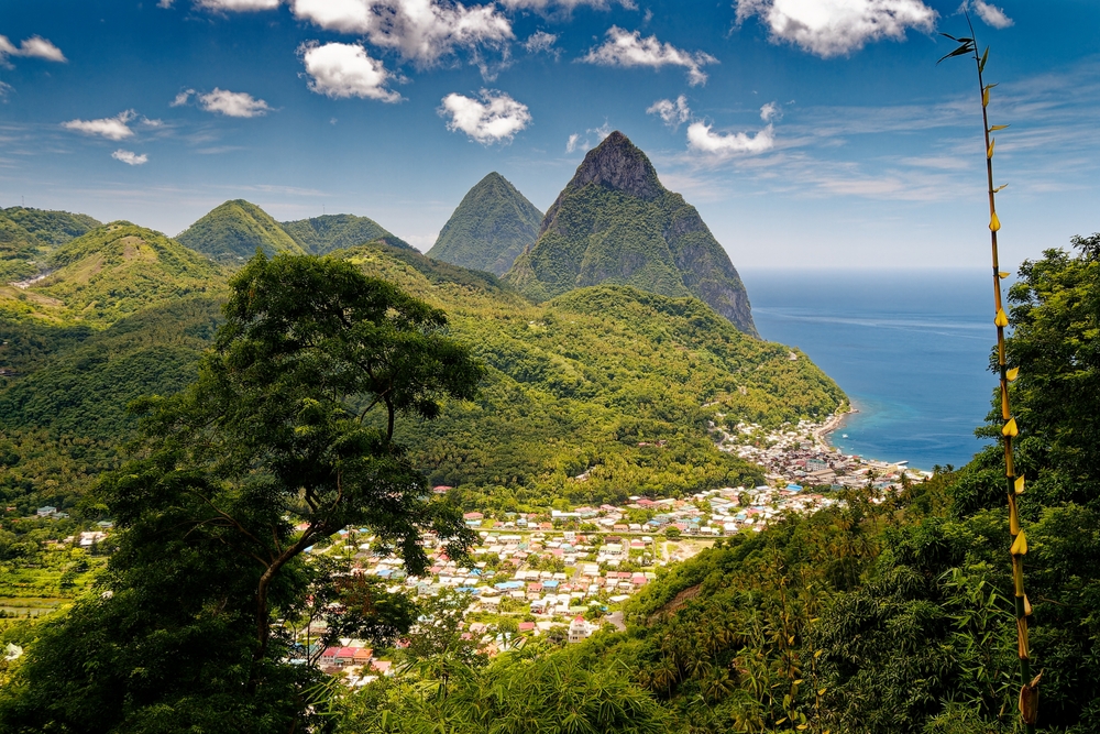 A view of the Pitons in St. Lucia