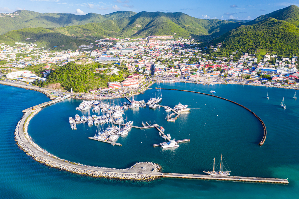 An aerial view of Marigot on St. Martin in the Caribbean