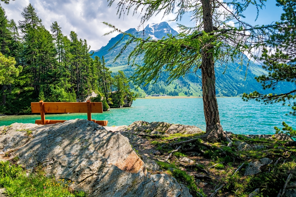 Lake Sils in the Upper Engandine of Switzerland