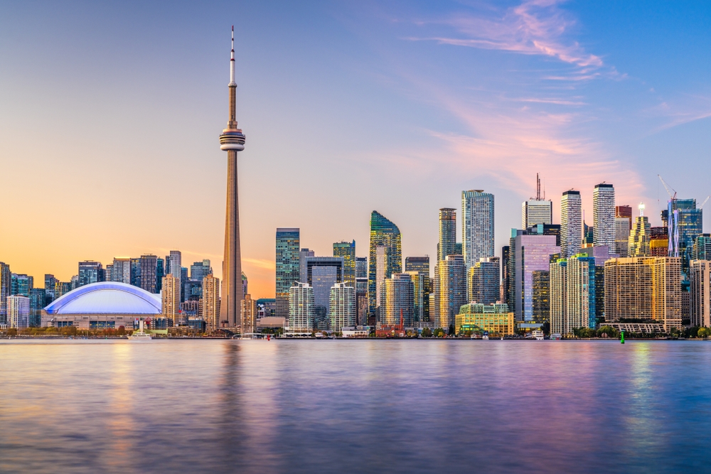 The skyline of Toronto in Canada