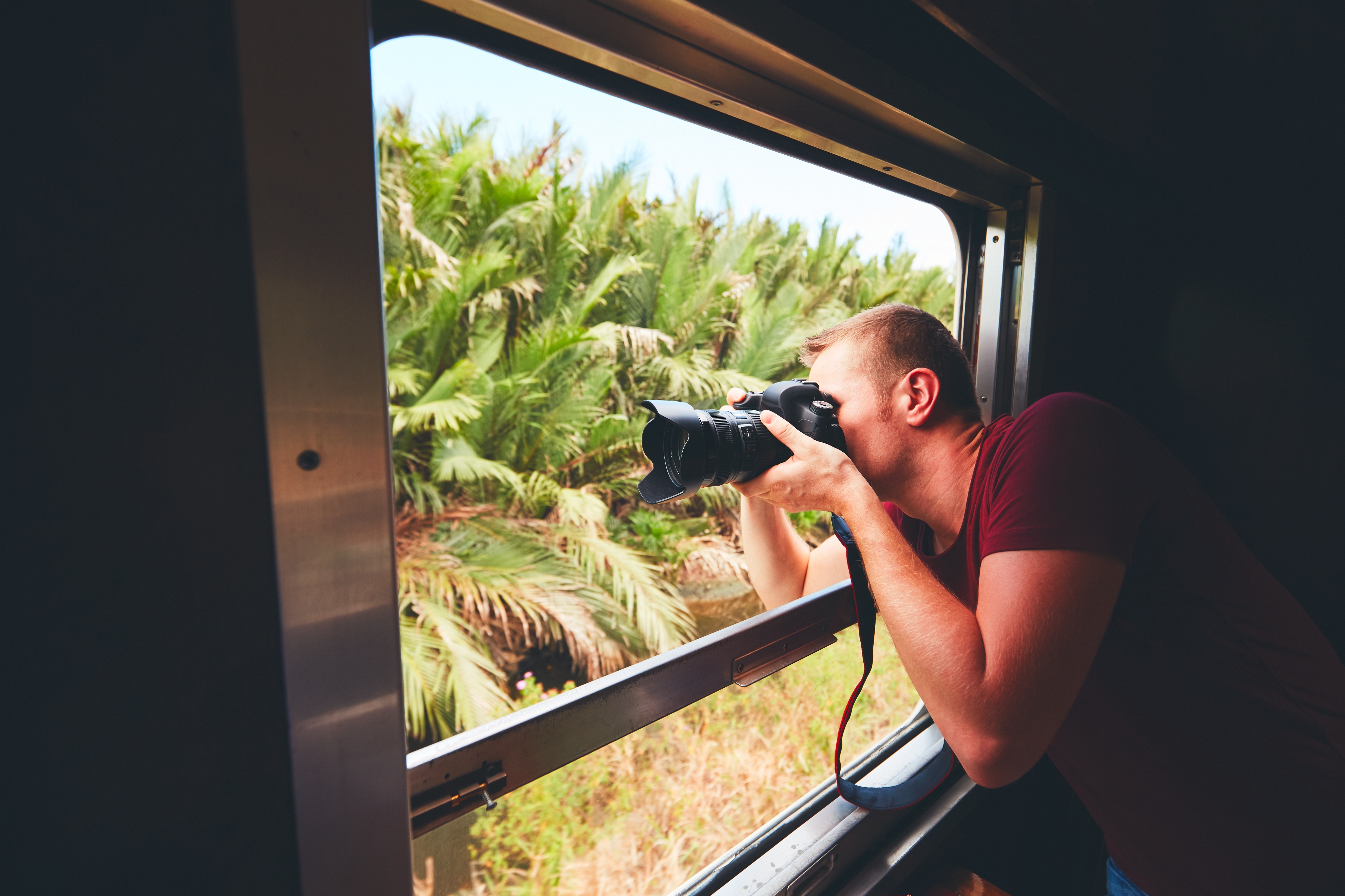 Taking photos from a train