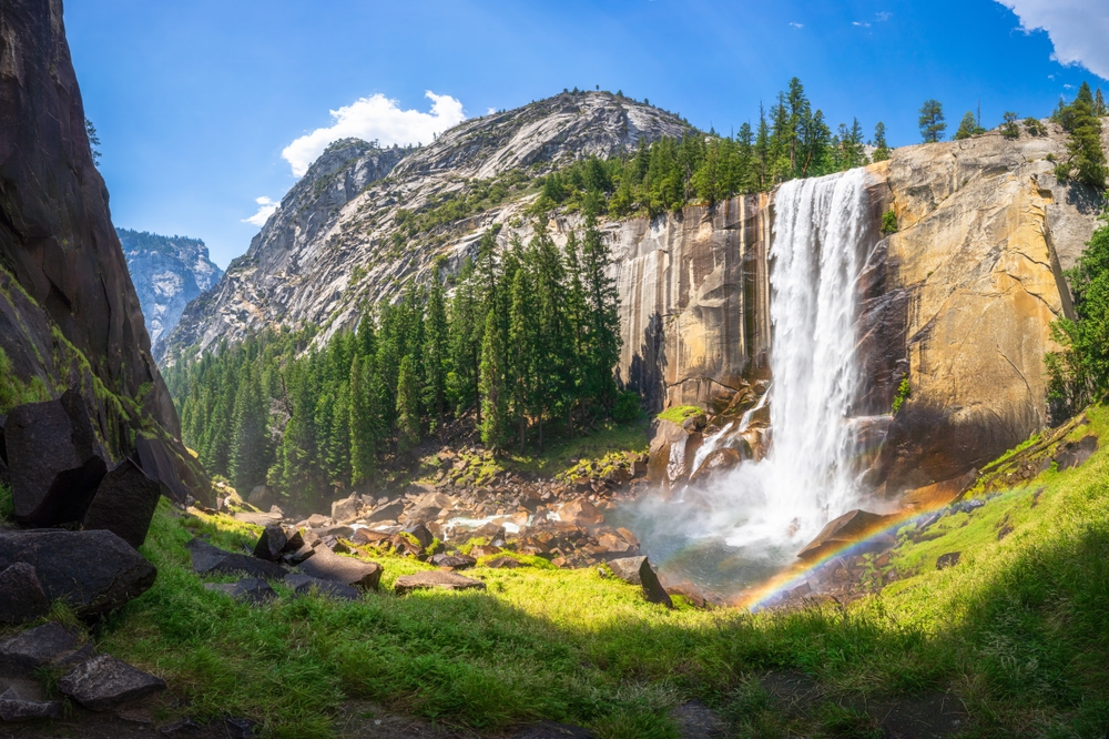 A waterfall along the Mist Trail in Yosemite National Park