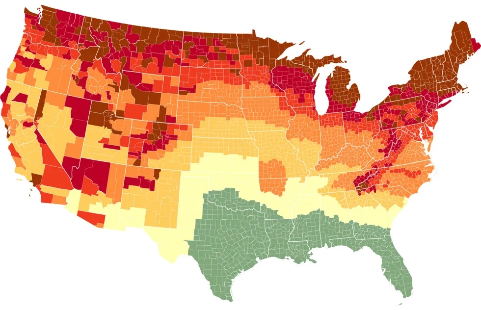 2023 fall foliage prediction map for the week of October 9