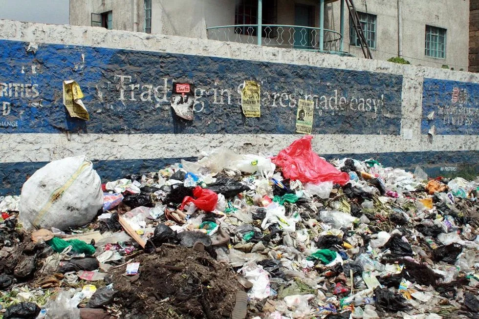 Trash pileup in Mathare, Nairobi, Kenya