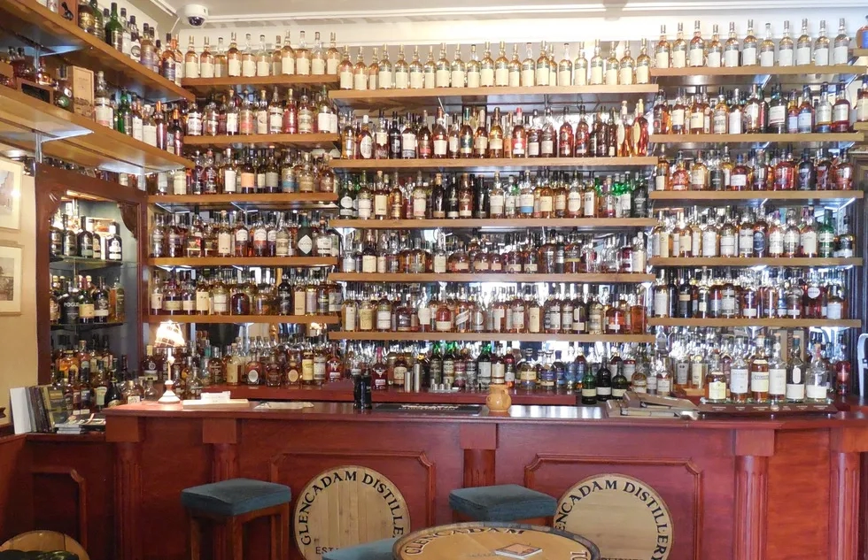 Whisky collection, 360 Bar, Glenesk Hotel, Scotland