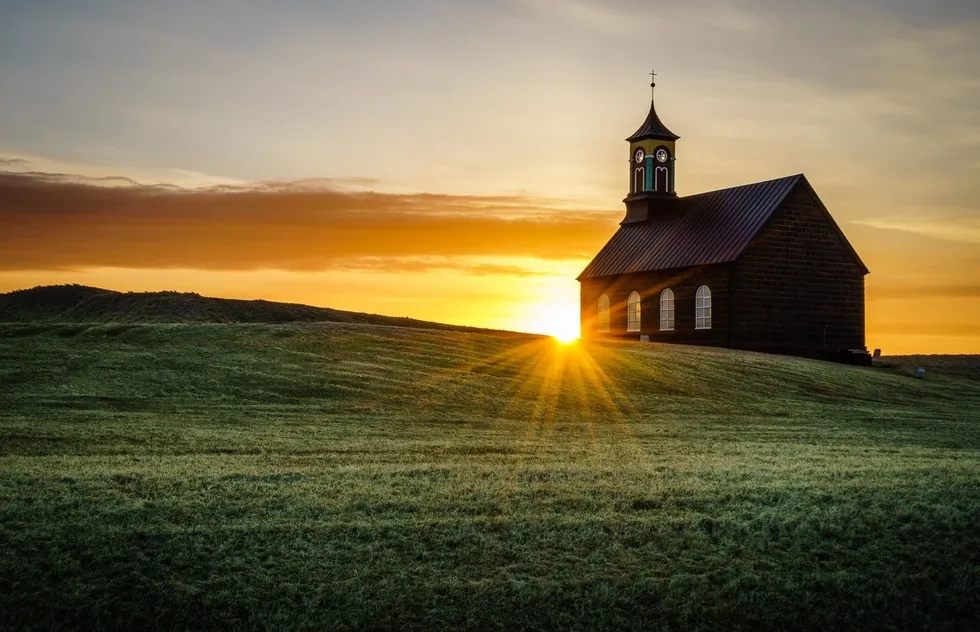 Sunrise at Iceland church