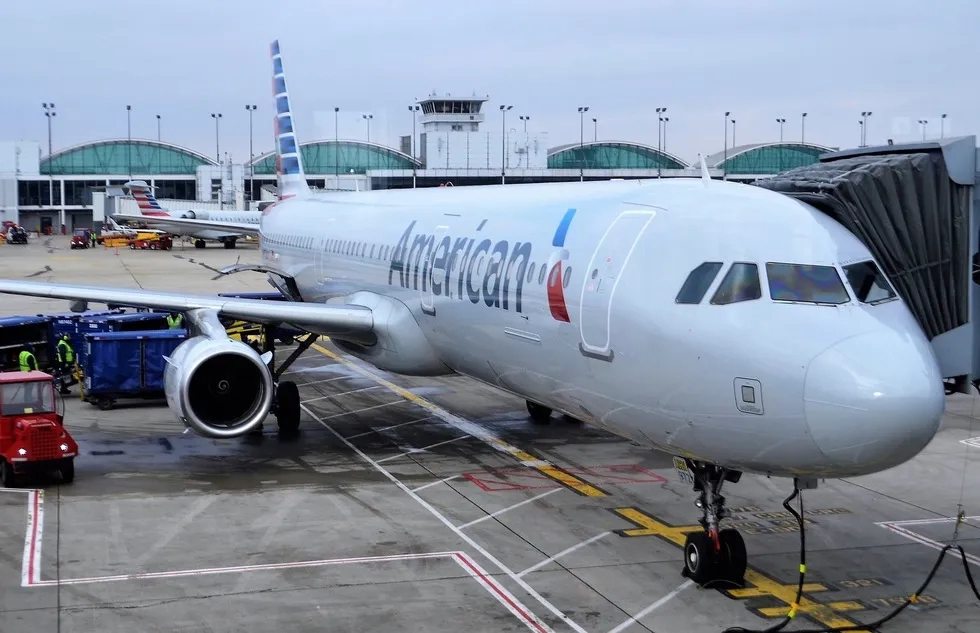 An American Airlines plane at O'Hare International Airport in Chicago