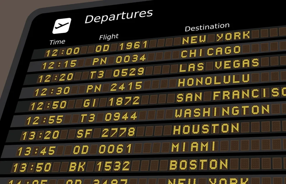 Airport departures board