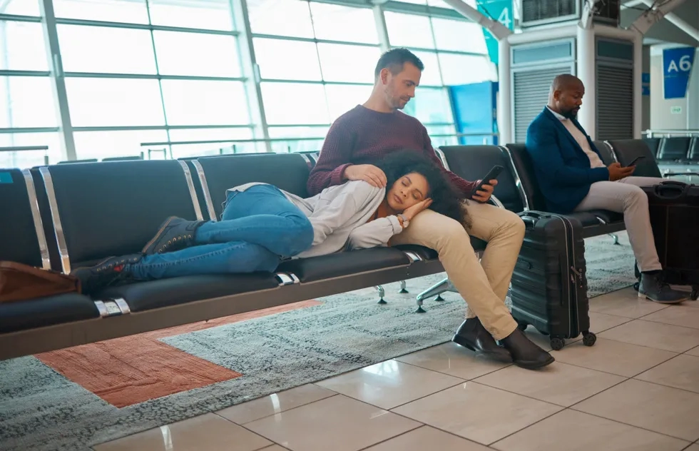 Waiting at an airport gate