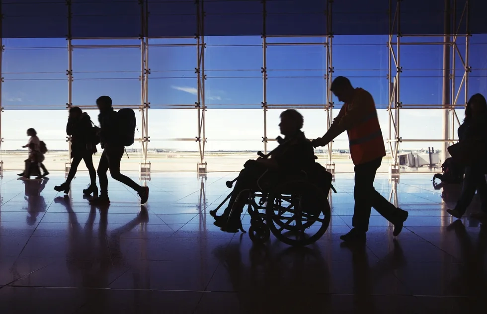 Airport passenger in wheelchair