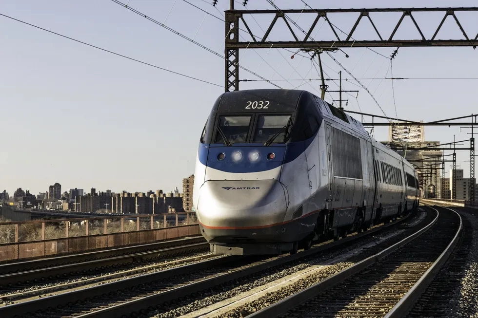 Amtrak train in Hell Gate, NYC