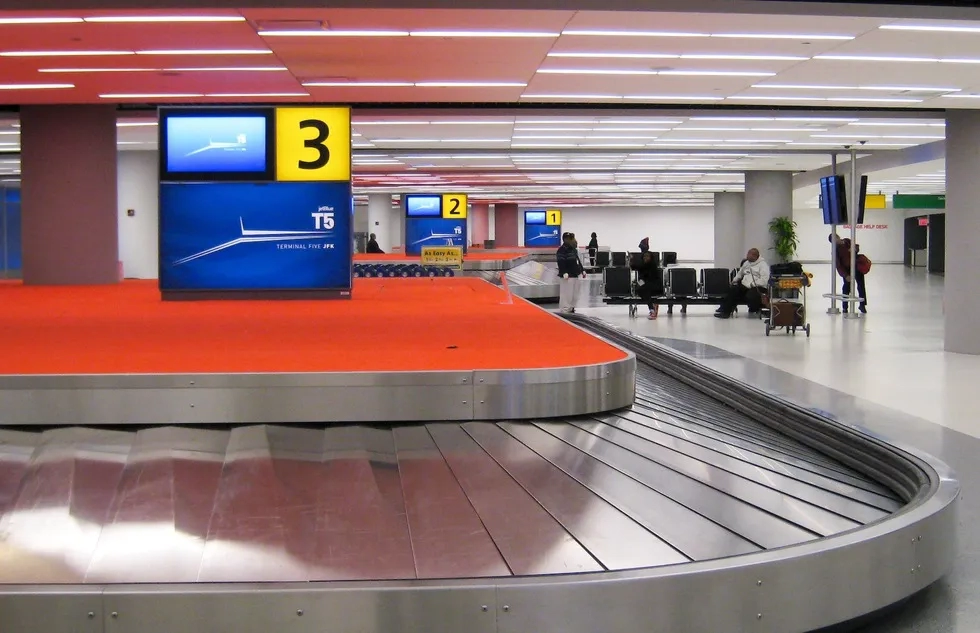 An empty baggage carousel at JFK International Airport in New York City