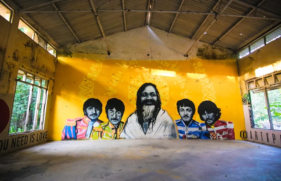Beatles mural at abandoned ashram, Rishikesh, India