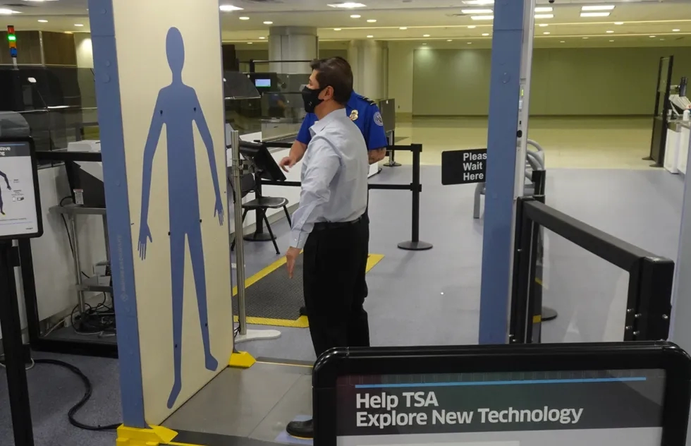 Body scanner at TSA's Innovation Checkpoint at Las Vegas McCarran International Airport