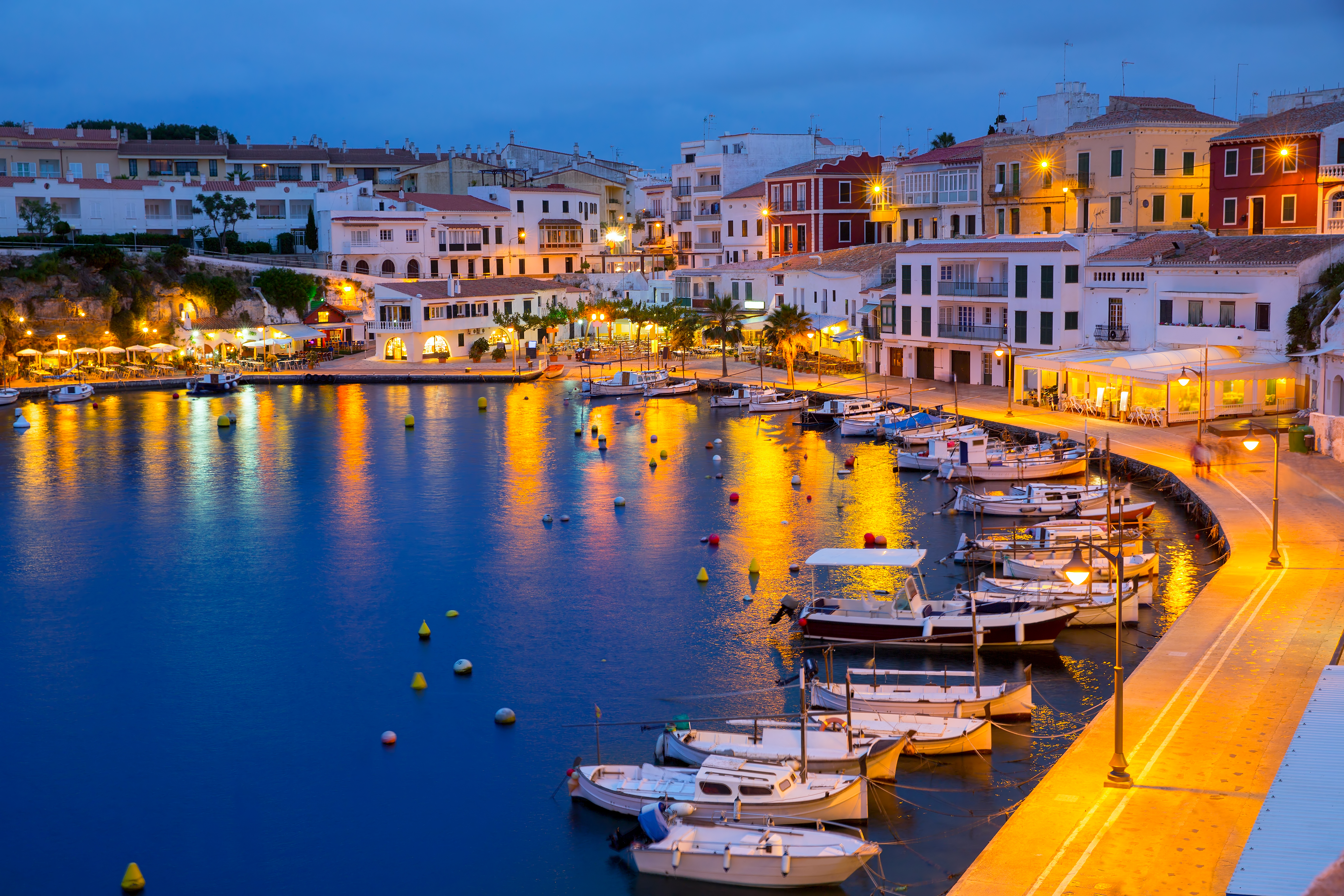 Calasfonts, Port, sunset, Mahon, Menorca, Balearic islands, Spain