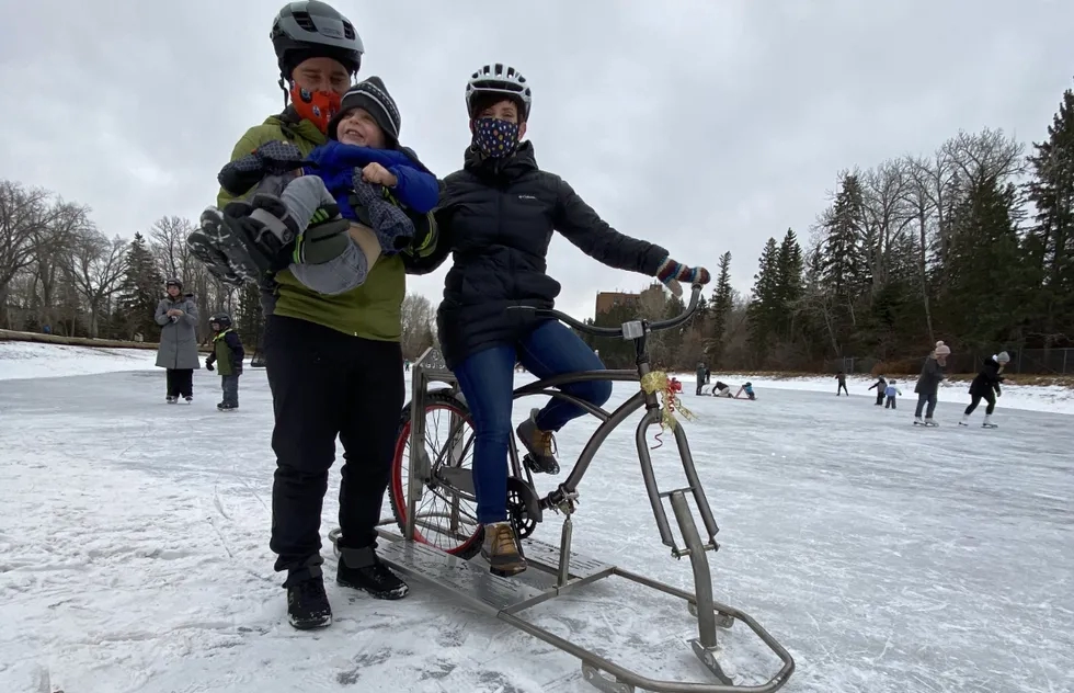 Ice bike at Bowness Park in Calgary, Alberta