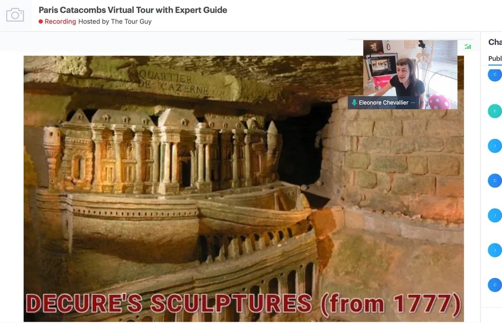 screen grab of The Tour Guy virtual tour of Paris Catacombs