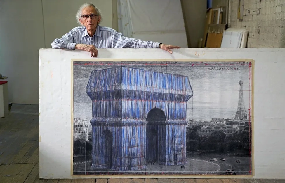 Christo, Studio, Artwork, Arc de Triomphe, Wrapped
