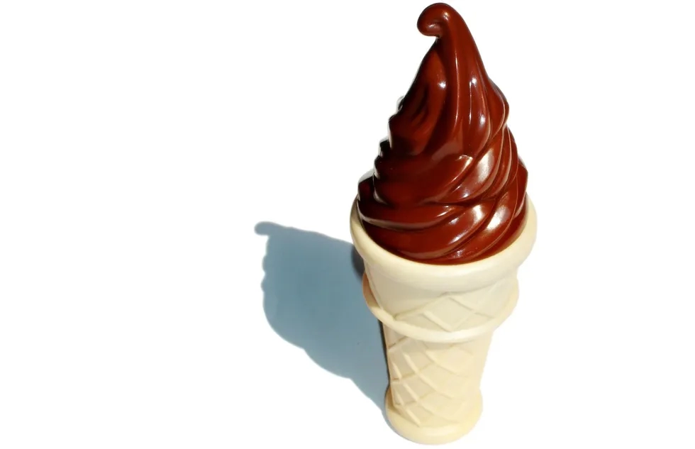 A chocolate ice cream cone
