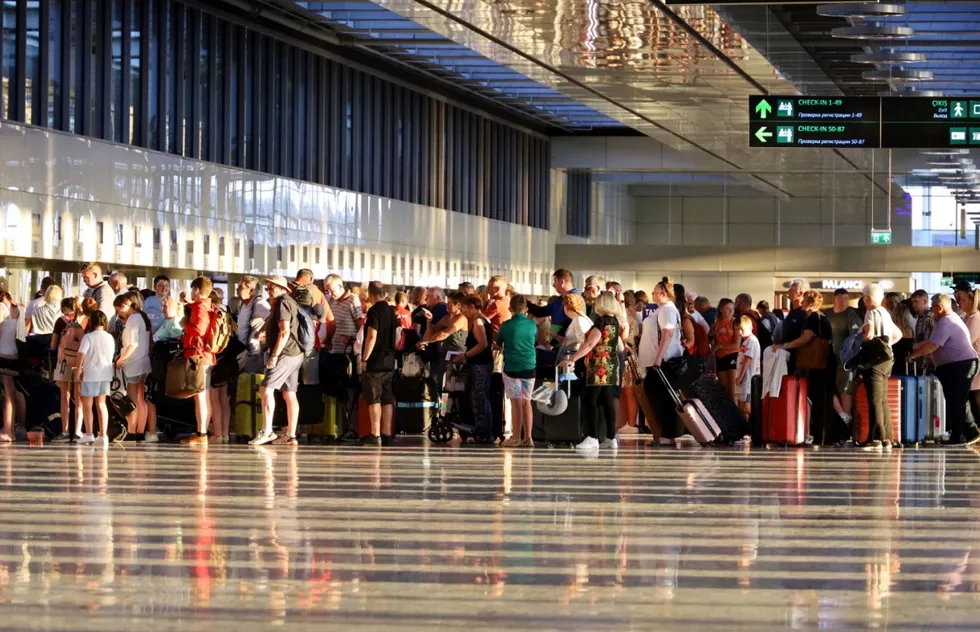 Crowded airport in Dalaman, Turkey, in 2022