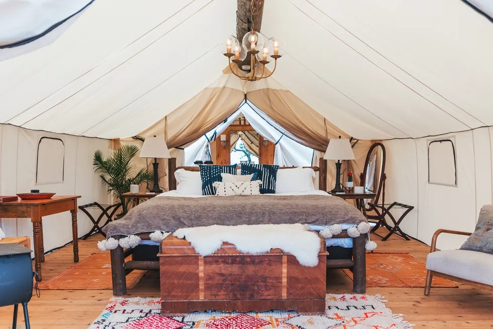 inside a Collective Retreats glamping tent