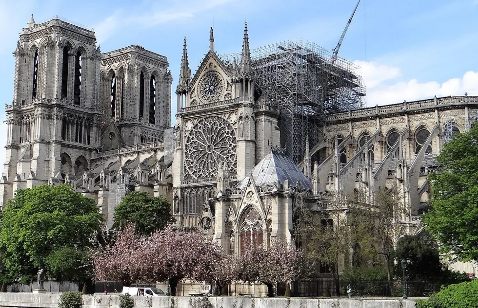 Cathédrale Notre-Dame de Paris after a fire on April 15, 2019, destroyed large sections of the building