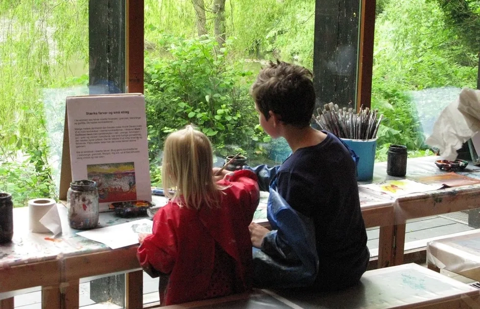 Kids at museum in Copenhagen, Denmark