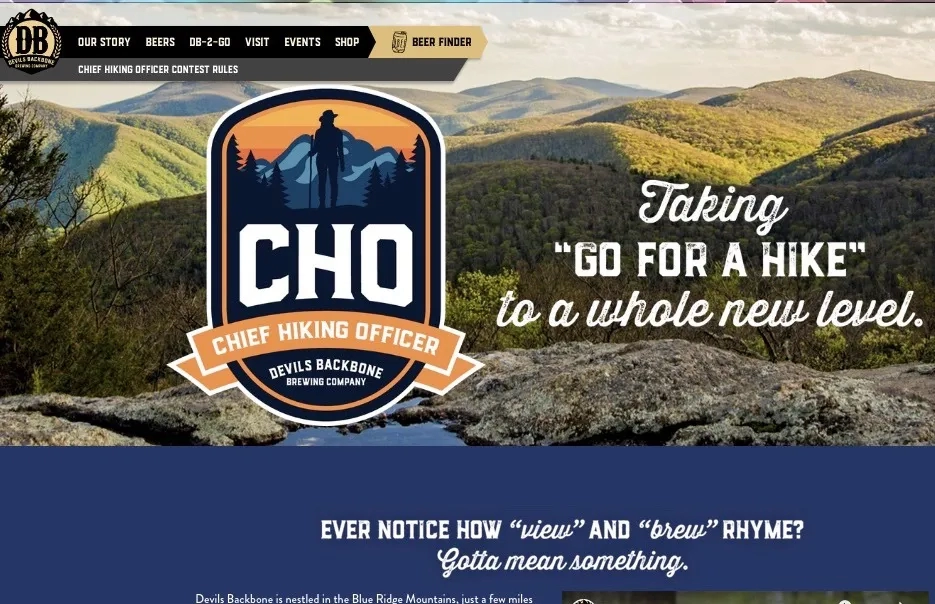 Devil's Backbone Brewing company, Chief Hiking Officer, Appalachian Trail